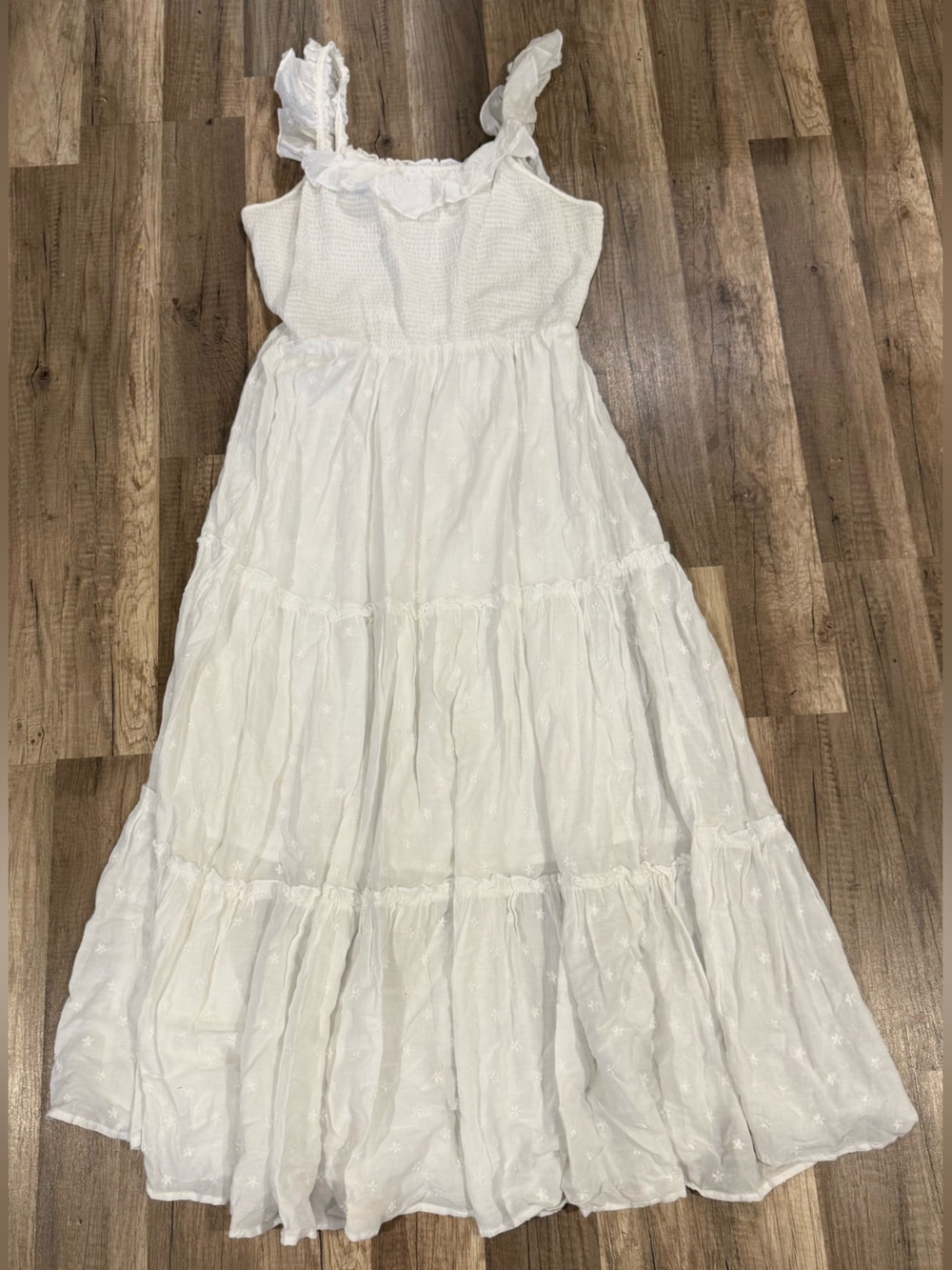 White Ruffle Strap Tiered Boho Maxi Dress